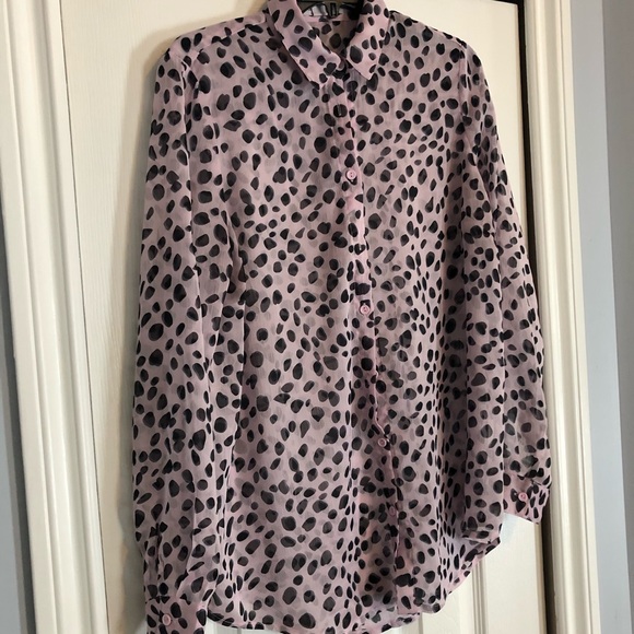 ASOS Maternity Pink & black polka dot blouse sz 8 - Picture 2 of 4